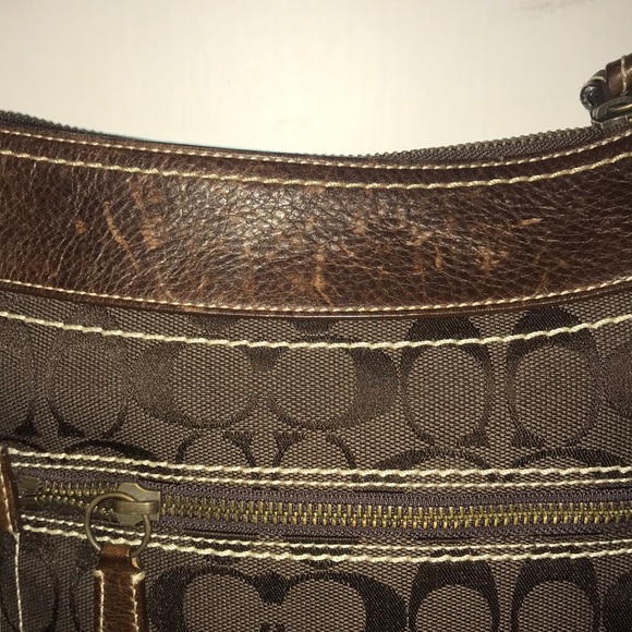 Coach Bags Coach Leather And Canvas Dark Brown Shoulder Bag Poshmark